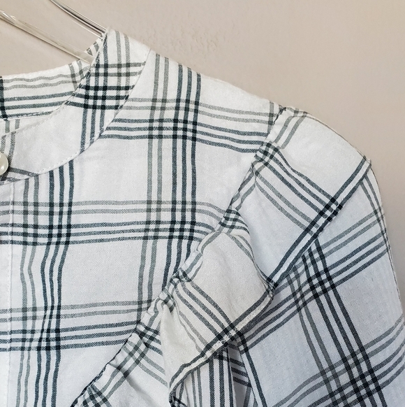 Madewell Plaid Ruffle-Yoke Shirtdress Windowpane NWOT - Picture 10 of 12